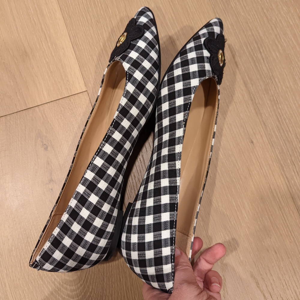 Black and White Checkered Women's Flats - Picture 6 of 10